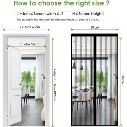 Auxmir Moustiquaire Porte Magnétique 90x210cm Rideau Anti Mouche Fermeture Automatique pour Porte de Balcon Porte Cave Porte de
