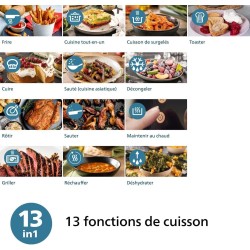 Philips Air Fryer Série 2000 4.2L - Puissance 1500W, Technologie RapidAir, Écran tactile digital,13 options de cuisson,9