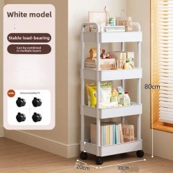 Chariot de rangement roulant blanc multifonctionnel: étagères ouvertes pour l'affichage des livres dans les espaces de vie,
