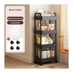 Chariot de rangement roulant blanc multifonctionnel: étagères ouvertes pour l'affichage des livres dans les espaces de vie,