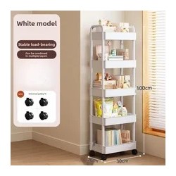 Chariot de rangement roulant blanc multifonctionnel: étagères ouvertes pour l'affichage des livres dans les espaces de vie,