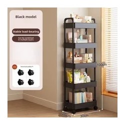 Chariot de rangement roulant blanc multifonctionnel: étagères ouvertes pour l'affichage des livres dans les espaces de vie,