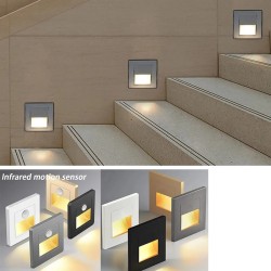 PIR détecteur de mouvement capteur de lumière led lumières AC 110 V-240 V encastré escalier chambre applique led veilleuse