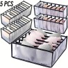 Paquet de 5 boîtes de rangement pour la maison, sacs combinés pliables pour sous-vêtements à carreaux, séparateurs de tiroirs en