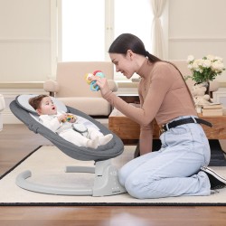 Babyeap Baby Swing for Infants - APP Remote Bluetooth Control, 5 Speed Settings, 10 Lullabies, USB Plug (Gray)
