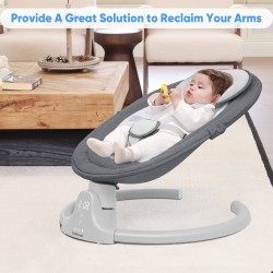Babyeap Baby Swing for Infants - APP Remote Bluetooth Control, 5 Speed Settings, 10 Lullabies, USB Plug (Gray)