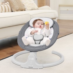 Babyeap Baby Swing for Infants - APP Remote Bluetooth Control, 5 Speed Settings, 10 Lullabies, USB Plug (Gray)