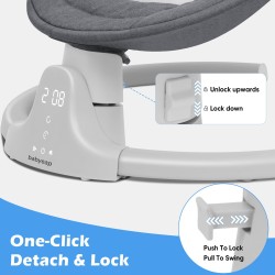 Babyeap Baby Swing for Infants - APP Remote Bluetooth Control, 5 Speed Settings, 10 Lullabies, USB Plug (Gray)