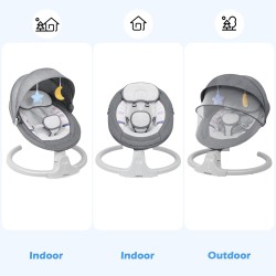 Babyeap Baby Swing for Infants - APP Remote Bluetooth Control, 5 Speed Settings, 10 Lullabies, USB Plug (Gray)