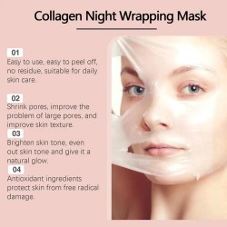 Masque facial décollable au collagène pour la nuit, masque d'emballage de nuit au collagène coréen, hydrate en profondeur,
