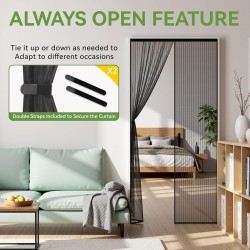 Auxmir Moustiquaire Porte Magnétique 90x210cm Rideau Anti Mouche Fermeture Automatique pour Porte de Balcon Porte Cave Porte de