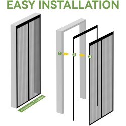 Auxmir Moustiquaire Porte Magnétique 90x210cm Rideau Anti Mouche Fermeture Automatique pour Porte de Balcon Porte Cave Porte de