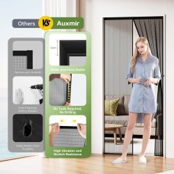 Auxmir Moustiquaire Porte Magnétique 90x210cm Rideau Anti Mouche Fermeture Automatique pour Porte de Balcon Porte Cave Porte de
