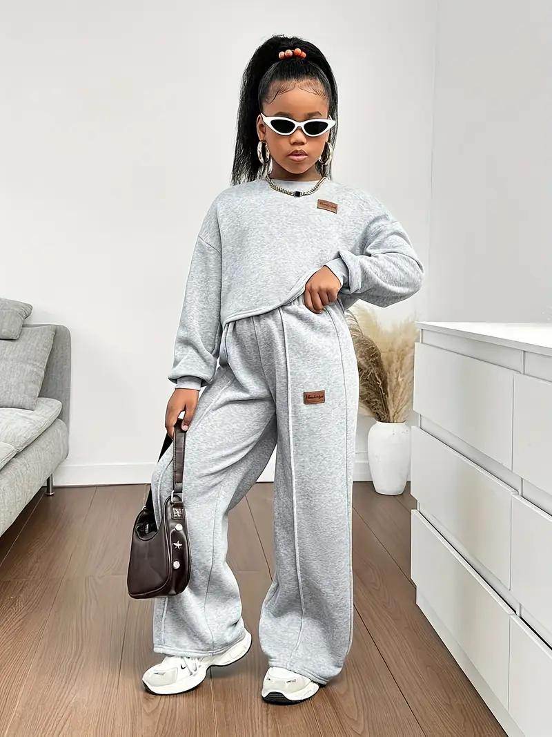 ensemble 2 piÃ¨ces pour filles, sweat-shirt en marine dÃ©contractÃ©, haut Ã  manches longues et pantalon large. dÃ©contractÃ© , lextÃ©rieur, , , parfait pour lextÃ©rieur. DÃ©tails du produit 4