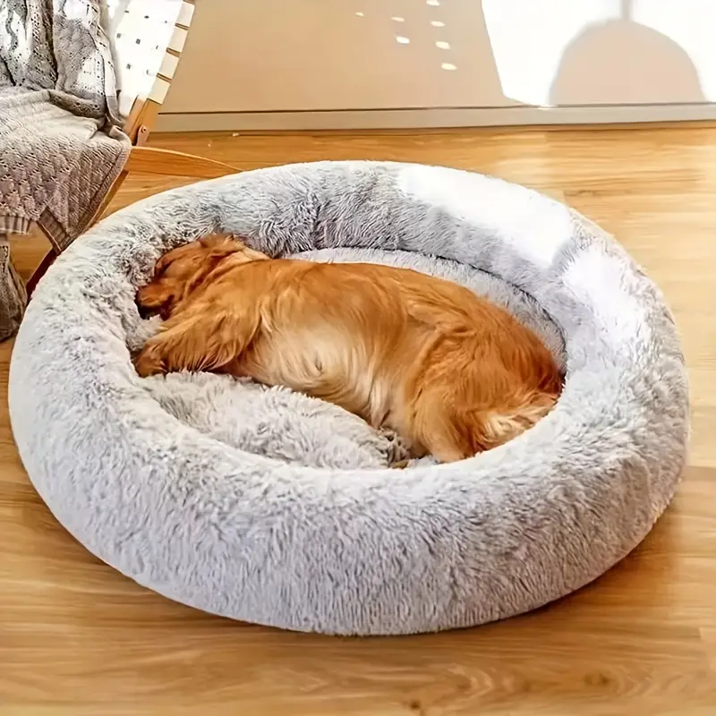 lit pour et chat Ã©pais en peluche ronde, 40cm-100cm, base antidÃ©rapante, doublure en fausse fourrure, coussins . idÃ©al pour s , moyens et grands, cadeau halloween noÃ«l parfait DÃ©tails du produit 3