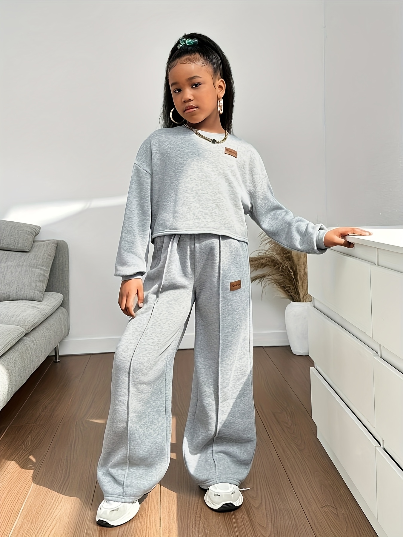 ensemble 2 piÃ¨ces pour filles, sweat-shirt en marine dÃ©contractÃ©, haut Ã  manches longues et pantalon large. dÃ©contractÃ© , lextÃ©rieur, , , parfait pour lextÃ©rieur. DÃ©tails du produit 0