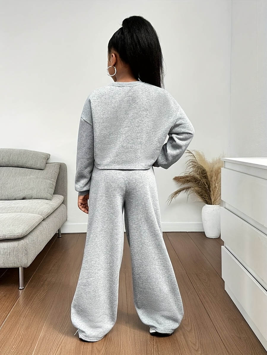ensemble 2 piÃ¨ces pour filles, sweat-shirt en marine dÃ©contractÃ©, haut Ã  manches longues et pantalon large. dÃ©contractÃ© , lextÃ©rieur, , , parfait pour lextÃ©rieur. DÃ©tails du produit 1