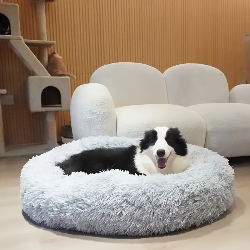 lit pour et chat Ã©pais en peluche ronde, 40cm-100cm, base antidÃ©rapante, doublure en fausse fourrure, coussins . idÃ©al pour s , moyens et grands, cadeau halloween noÃ«l parfait DÃ©tails du produit 2