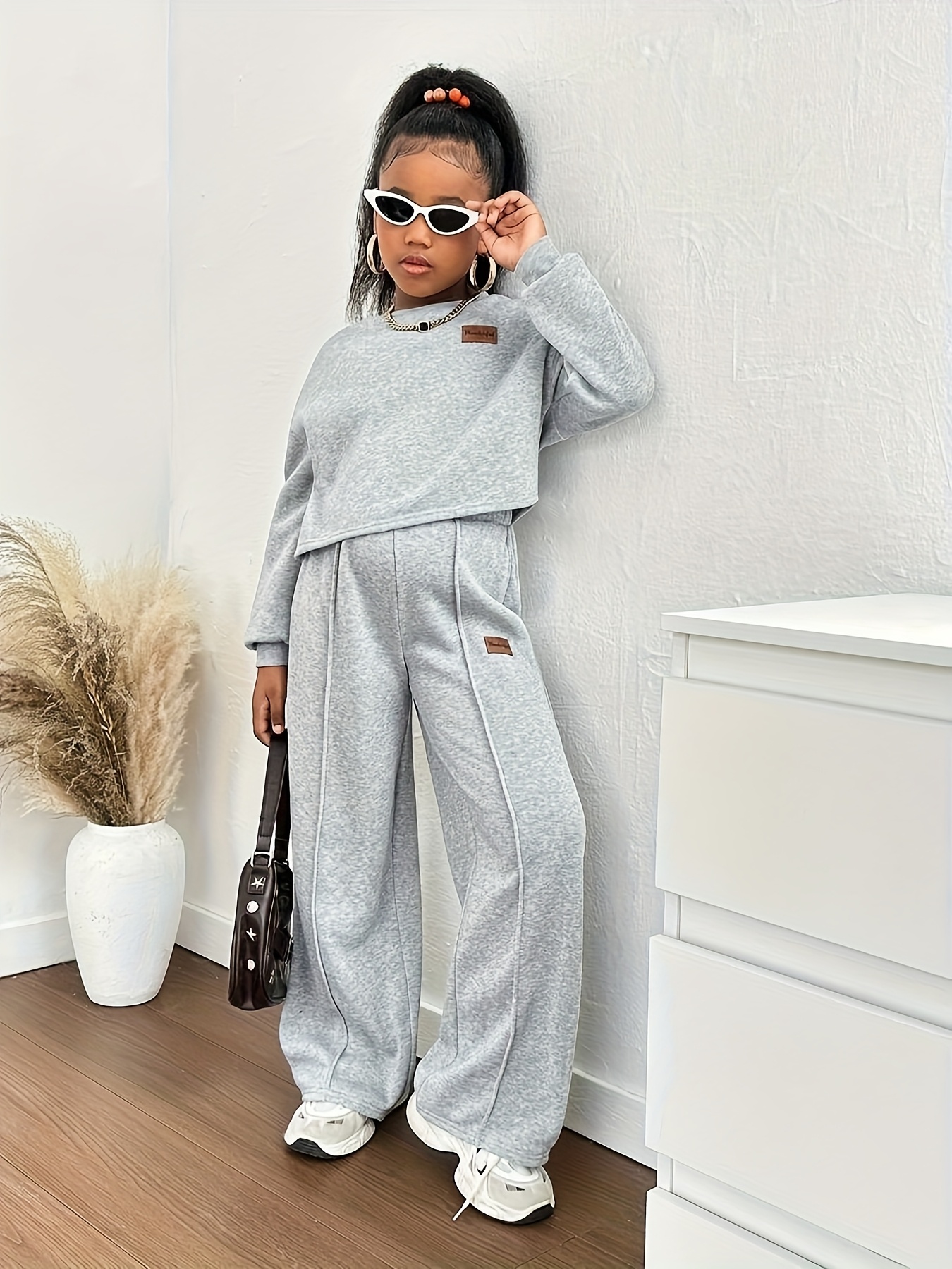 ensemble 2 piÃ¨ces pour filles, sweat-shirt en marine dÃ©contractÃ©, haut Ã  manches longues et pantalon large. dÃ©contractÃ© , lextÃ©rieur, , , parfait pour lextÃ©rieur. DÃ©tails du produit 2